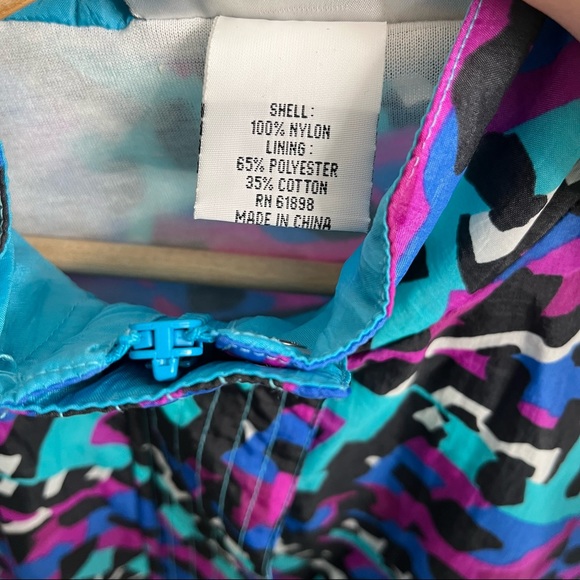 Vintage 80’s Nylon Funky Print Windbreaker XL Stranger Things - Picture 4 of 5